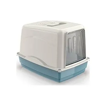 Toaleta pro kočku WC kočka Vicky kryté s filtrem, 54x39x39cm, modrá