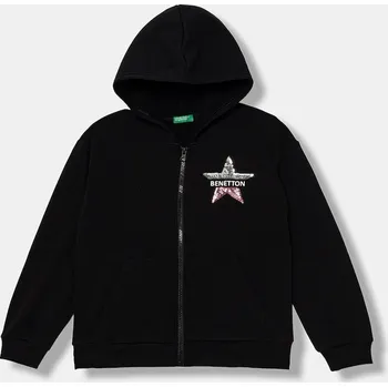 Chlapecká mikina Dětská mikina United Colors of Benetton černá barva, s aplikací, 39M2C505O 39M2C505O.G.Seasonal 99X, vel. 150