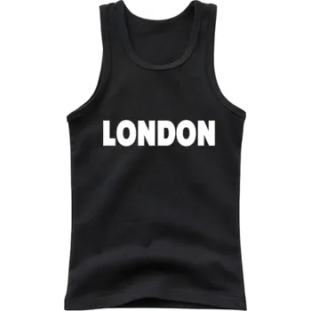 Dívčí tílko Dětské bavlněné tílko s potiskem London Jednobarevné tričko bez rukávů s O výstřihem Pohodlný letní top pro chlapce a dívky Různé barvy černá 6