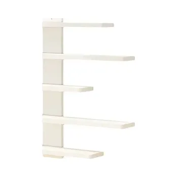 police Nastavitelný nástěnný stojan 5 poliček 37 x 7 x 37 cm Dekorativní police na stěnu Víceúrovňová závěsná polička pro interiérové doplňky bílá