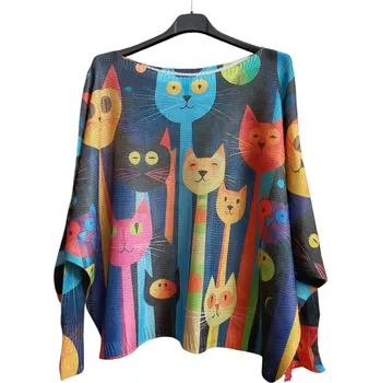 Dámský svetr Krásný dámský svetřík přízový s barevnými kočkami