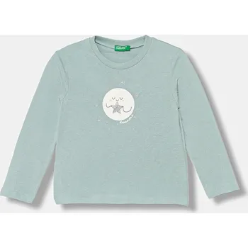 Dětské bavlněné tričko s dlouhým rukávem United Colors of Benetton 3ATNG10L7.P.Seasonal tyrkysová 06X, vel. 104