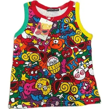Dívčí tílko Letní dětské tílko Hysteric Mini 100% bavlna Vesta bez rukávů pro chlapce a dívky Anime styl s barevnými kreslenými vzory O výstřih Vysoce kvalitní 5