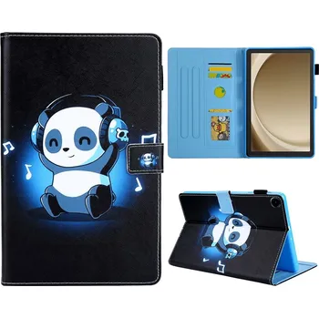 Pouzdro na tablet Stylish chytré zavírací pouzdro na Samsung Galaxy Tab A11+/Tab A9+ - panda se sluchátky