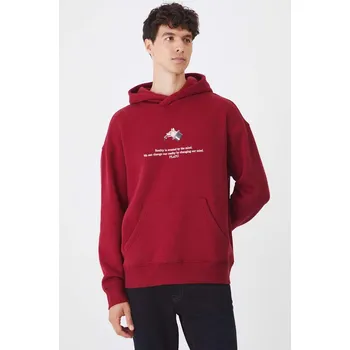 Pánská mikina Mikina Medicine pánská, vínová barva, s kapucí, s potiskem RW24.BLM403 83X, vel. S