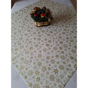 ubrus Vánoční ubrus, bílý zlaté vločky
