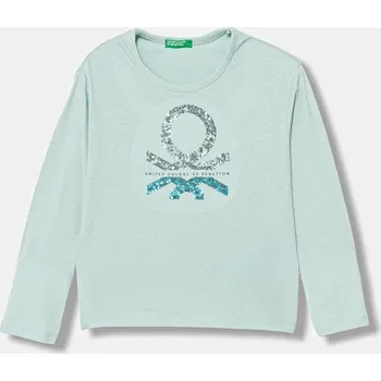 Dětské bavlněné tričko s dlouhým rukávem United Colors of Benetton tyrkysová barva, 3ATNC10RG 3ATNC10RG.G.Seasonal 06X, vel. 150