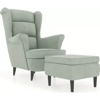 Křeslo Křeslo ušák, s taburetem, relaxační, nohy tmavé, světle šedá, ASTRID 2