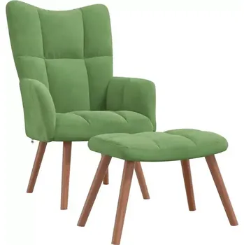 Křeslo Křeslo ušák, relaxační, s podnožkou, nohy dřevěné, světle zelená, KOMODO 3