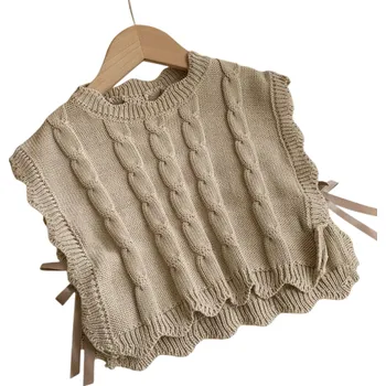 Dívčí pletená vesta Jarní a podzimní bavlněný top bez rukávů Módní korejská dětská vesta v různých barvách hnědá 6