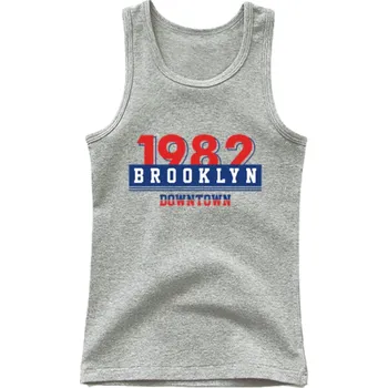 Dívčí tílko Dětské bavlněné tílko s potiskem 1982 Brooklin Jednobarevné tričko bez rukávů s O výstřihem Stylový letní top pro chlapce a dívky Různé barvy šedá 12