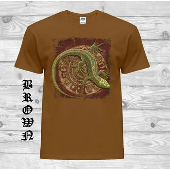 panske-levne-bavlnene-tricko-potisk-jesterka Barva: Brown - hnědá, velikost: S