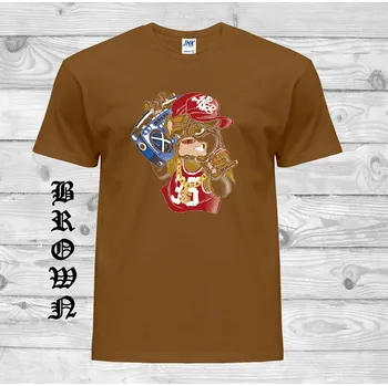 Pánské tričko panske-levne-bavlnene-tricko-potisk-hip-hop-pes Barva: Brown - hnědá, velikost: XS