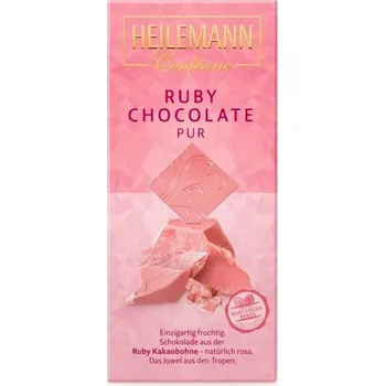 Čokoláda Čokoláda Heilemann RŮŽOVÁ 80 g, z kakaových bobů RUBY (Čokoláda z luxusních kakaových bobů Ruby)