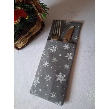 Příbor Kapsa na příbory šedá, bílé vločky
