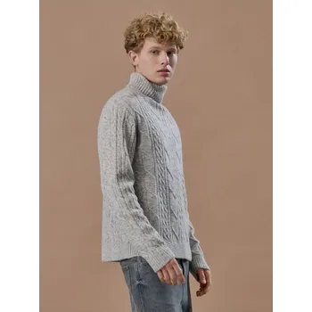 Pánský svetr Svetr s rolákem - L - House - světle šedá - 672HX-09M