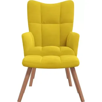 Křeslo Křeslo ušák, relaxační, s podnožkou, nohy dřevěné, žlutá, KOMODO 3