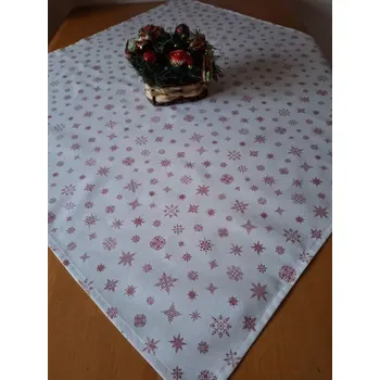 ubrus Vánoční ubrus bílý, červené vločky
