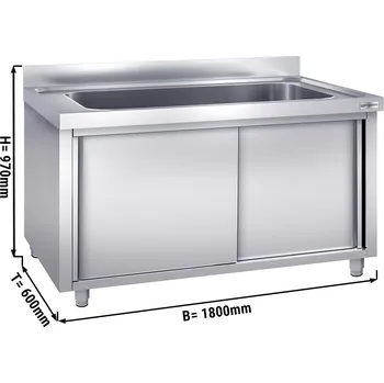 Kuchyňská skříňka G.Gastro Dřezová skříňka - 1,8 m - 1 dřez - D 160 x Š 40 x H 35 cm