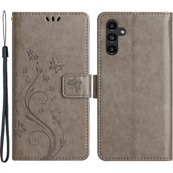 Pouzdro na mobilní telefon Flowers knížkové pouzdro na Samsung Galaxy S23 FE - šedé