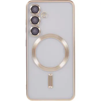 Pouzdro na mobilní telefon Clear obal s ochranou fotoaparátu a podporou MagSafe na Samsung Galaxy S25+ - zlatý