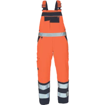 montérky CERVA KNOXFIELD HVPS / Zateplené HI-VIS pracovní zimní kalhoty s laclem - oranžová XXXL