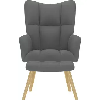 Křeslo NoBi Křeslo ušák, relaxační, s podnožkou, nohy dřevěné, šedá, KOMODO 3