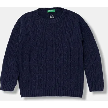 Dívčí svetr Dětský svetr s příměsí vlny United Colors of Benetton 1344G100R.P.reproposed námořnická modř 59X, vel. 104