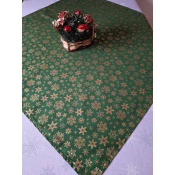 ubrus Ubrus vánoční, zelený zlaté vločky