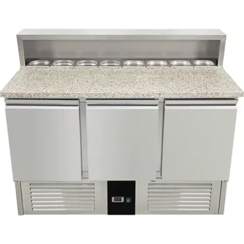 vasegastro Chladicí stůl se saladetou - 1,37 x 0,7 m - se 3 dvířky