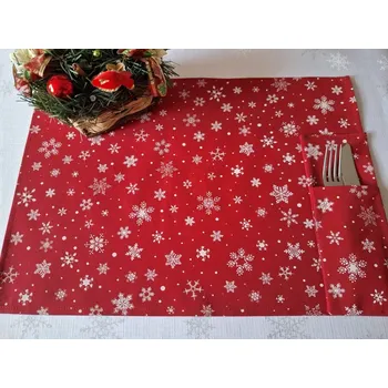 prostírání Prostírání vánoční červené, bílé vločky
