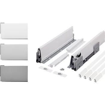 Nábytkové kování K-StrongBox zásuvka H204/400mm, reling hranatý dvojitý, bílá (K-StrongBox zásuvka H204/400mm, reling hranatý dvojitý, bílá)