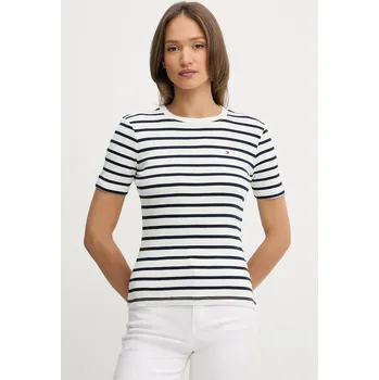 Bavlněné tričko Tommy Hilfiger dámské, bílá barva, WW0WW40587 59M, vel. XXXL