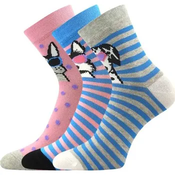 BOMA Ponožky dívčí LEY obrázkové MIX A s pejsky (3&nbsp;páry) 30-34 125933