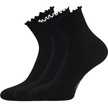 Dámské ponožky LONKA Ponožky dámské SOPHIA s ozdobným lemem MIX ČERNÉ (3 páry) 35-38 125923