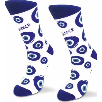 samolepka ATP - bílé ponožky s "Evil eye" S-M