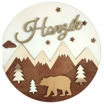 Party dekorace Dřevěná dekorace na zeď Dřevěná dekorace na zeď Světlý Chodící Medvěd