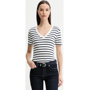 Bavlněné tričko Tommy Hilfiger dámské, tmavomodrá barva, WW0WW40584 59C, vel. XXS