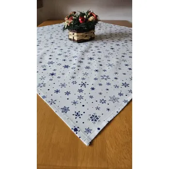 ubrus Vánoční ubrus bílý, modré vločky
