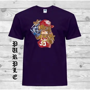 Pánská móda panske-levne-bavlnene-tricko-potisk-hip-hop-pes Barva: Purple - purpurová, velikost: XXL