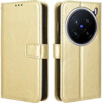 Pouzdro na mobilní telefon Crazy knížkové pouzdro na Vivo X200 Pro 5G - zlaté