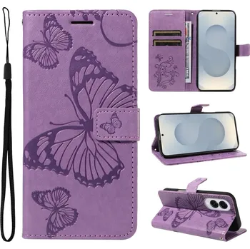 Pouzdro na mobilní telefon Big Butterfly knížkové pouzdro na Samsung Galaxy S25 Edge - fialové