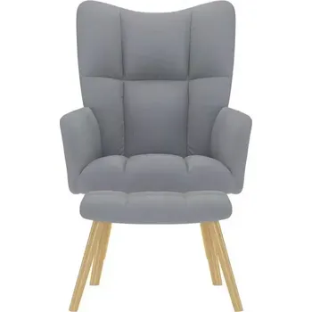 Křeslo Křeslo ušák, relaxační, s podnožkou, nohy dřevěné, světle šedá, KOMODO 3