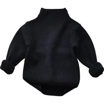 Dívčí svetr Dětský pletený rolákový svetr Podzimní a zimní jednobarevný top pro chlapce i dívky Měkký bavlněný a polyesterový základní svetr Různé barvy černá 5
