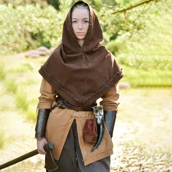 Replika zbraně Battle Merchant Středověká kápě "Stig" z Bavlny, Used-Look, Různé Barvy