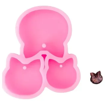 Růžová silikonová forma se třemi kočkami 5,5 x 5 cm na odlévání pryskyřice Výroba šperků přívěsků klíčenek dekorací