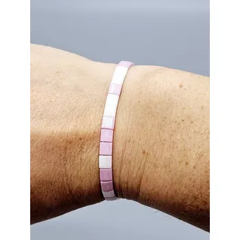 Náramek Kateřina Vlasáková Miyuki Tila náramek růžovo bílá s perletí 16 cm