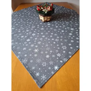 ubrus Ubrus vánoční šedý, bílé vločky