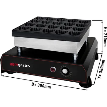 Vaflovač G.Gastro Commercial Bubble Waffle Maker - Manual - 1 kW - 20-Heart-Shaped Cast-Iron Plate