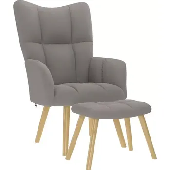 Křeslo Křeslo ušák, relaxační, s podnožkou, nohy dřevěné, hnědošedá, KOMODO 3